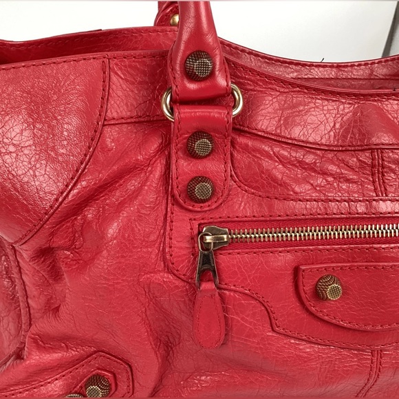 AUTH BALENCIAGA LE CITY MOTORCYCLE BAG RED TAHITIAN ROSE 🌹 AUTHENTICATED✅ - Picture 11 of 16